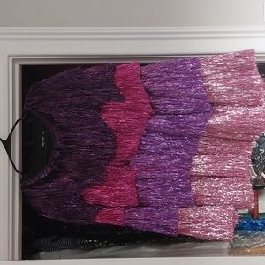 Nasty Gal Metallic Tiered Fringe Open Front Jacket